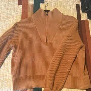 Duluth Trading Co Women's Tan Cowl Neck Sweater